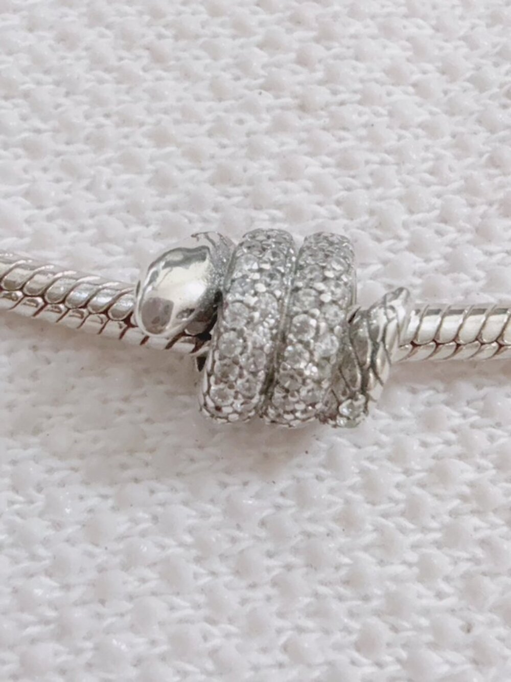Sparkling Snake Silver Charm For Pandora Bracelet